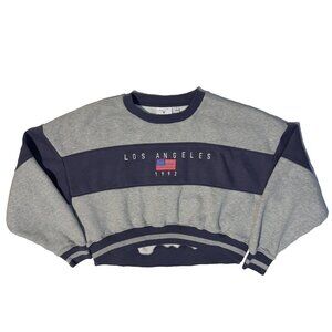 Daisy Street Los Angeles USA Flag 1992 Crop Top Sweatshirt - L Women's